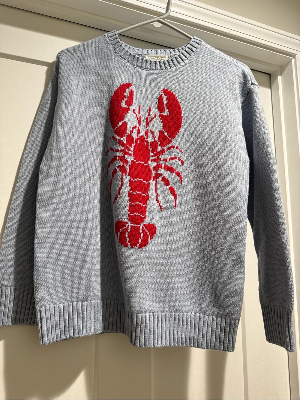 Mighty Fine Light Blue Crewneck Sweater with Red Lobster Graphic - Picture 7 of 7